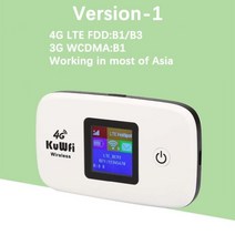 KuWfi 모바일 와이파이 라우터 Sim 카드와 150Mbps 4G 핫스팟 2400mAH 배터리 고속 인터넷 휴대용 LTE 한국, CHINA_White-1