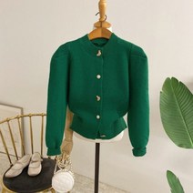 허니제이 / 지바트 퍼프소매 귀욤 단추 가디건(3color)
