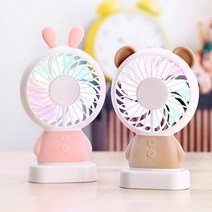 조조케이스 레인보우 LED 미니선풍기 휴대용 스탠드 거치대, 토끼그레이, led미니선풍기