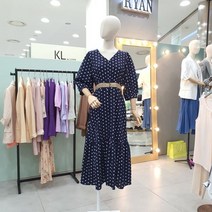 리안뉴욕 [갤러리아] [20F/W]V넥도트소매7부원피스ROHWOP010