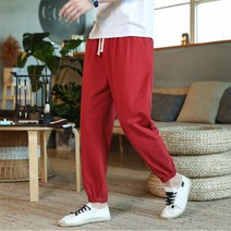 남성용 와이드 밴딩 면마 바지 아이버리아 A31 S500U262