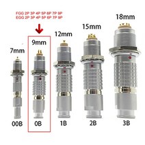 와이어 커넥터 구리터미널LEMO 2 핀 항공 커넥터 플러그 및 소켓 용 FGG 0B 2-9 9mm 푸시 풀 자동 잠금 전원 케이블, Plug and Socket, 2P