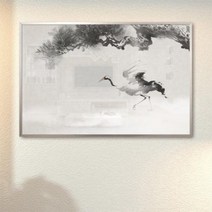 바보사랑 소나무와새 동양화 중형메탈액자.꾸밈, 프레임/타입:실버/1타입