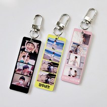 메탈 포토 인생네컷 키링 커플 반려동물 선물 에어팟 버즈 프로 자동차 차량용 키링 키홀더, 03.폴라로이드키링(다른양면), 딱딱체, 로즈핑크