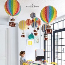 어센틱모델즈 라탄 열기구 모형 모빌 아이방 소품 (Authentic Models), Pastel Rainbow