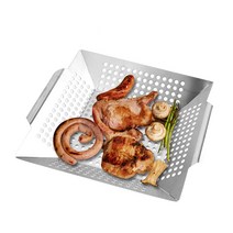 프리폼 사각 타공팬 타공후라이팬 사각팬 벌집 직화구이 BBQ 숯불 석쇠 휴대용 캠핑용 파우치포함, 사각타공팬