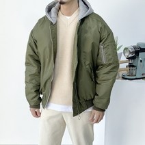 남자 겨울 오버핏 셔링 패딩 후드 항공점퍼2color