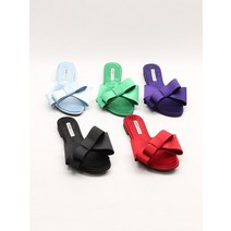 코지23 여자 프라이빗 공단 왕리본 4cm 슬리퍼 플랫슈즈