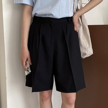 바잉몰 여성 [빅사이즈~2XL] 그리운너 투핀턱 5부 슬랙스 -5color