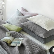 쁘리엘르 마일드 피그먼트 아사 누비 베개커버 50x70, 아이보리/라이트그레이