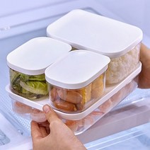 반찬 정리 잔반 보관 냉장고 반찬통 밀폐 용기 각종 사이즈 안전 위생 음식 소분 통 사각 도시락 예쁜 감성 요리 담기 케이스 투명 신선 주방 그릇 접시 적층 가능 심플 뚜껑 락, 제품선택, 2호-화이트(3P)