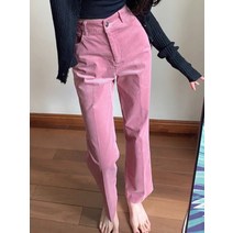 핑크골덴바지 키큰여자쇼핑몰 코듀로이 여성용 9 포인트 스트라이프 벨벳 스트레이트 레그