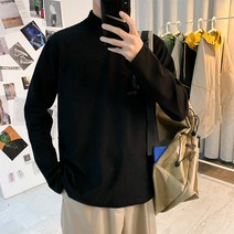 Ogfaour 반폴라 긴팔 티셔츠 코디 멋스러운 상의 루즈핏 bf 이너 레깅스 A22081333