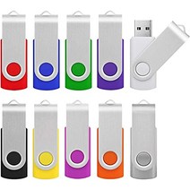 KOOTION USB 스틱 32GB USB 3.0 USB 메모리 스틱 10개 팩 10개 데이터 스틱 32GB 메모리 스틱 다채로운 USB 플래시 드라이브 360° 회전 가능한 디자인 USB 플래시 펜 드라이브 금속 세트 10개 32G 멀티컬러 -12162, 2GB, 블랙X20개