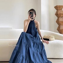 휴양지원피스 서리가 내린 바람 여신 홀터 넥 홀리데이 드레스 태교여행