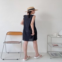 여자 여름 브이넥 지지미 롱 원피스