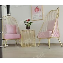 빈티지철제의자 카페의자 테이블의자 야외의자 철재의자 접이식철제의자 철제스툴, 테이블1개와의자2개(분홍색)원통형커피테이블