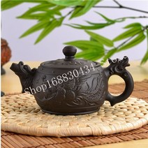 자사호 중국 차 주전자 yixing zisha 자사차호 이싱 도구 다기 다도 고급 수제 전통 드래곤과 피닉스 프리미엄 350ml 용량 보라색 점토 쿵푸 세트, 없음