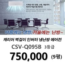 (Carrier)캐리어 벽걸이 냉난방 인버터에어컨 9평 / 대전 세종 계룡 공주 옥천 논산 김천 설치전문점 / 기본설치비 별도 /CSV-Q095B, 캐리어9평/SCV-Q095B 3등급, CV-Q095B