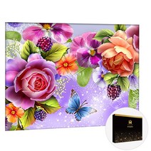 히여 DIY 보석 십자수 캔버스형 40 cm X 50 cm, 12.나비와 꽃 KS-003, 1세트
