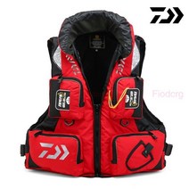 낚시 조끼 구명 바다 작업 야외 스포츠 조정 가능한 메쉬 남자 수영 생존 56, L, 빨간색