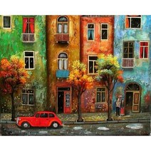 그림 그리기 GTYZTORY-만화 도시 DIY 유화 번호 키트 그림 어린이 예술 공예 홈 벽 장식 50x65m, 09 1577_07 60x75cm diy frame