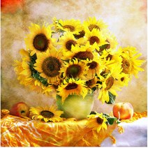 L.ONLINESHOP3D전체DIY 큐빅보석 십자수세트 해바라기 십자수60x60 십자수도안 십자수실 십자수원단 프린트십자수 십자수아기신발 프렌치자수, 60*60cm