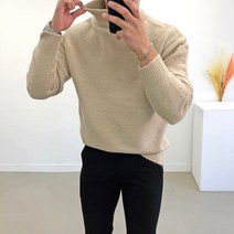 간빠레 테리 이불속 포근 두툼 오버핏 하이넥 반폴라 남자니트