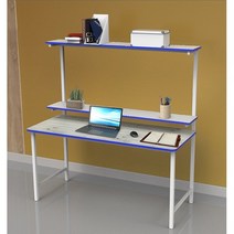 썬라이프 F3입식 1200 2단선반 학생 게이밍 DIY 철제 컴퓨터책상, 1200워시블루