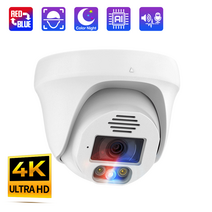 Techage-UHD 4K 8MP 5MP POE IP 카메라 빨간색 파란색 조명 경고 스마트 AI 얼굴 감지 방수 컬러 야간 보안 카메라, 2.2pcs 8MP Camera