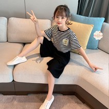 예쁜옷보니타 주니어 줄가라티+통반바지세트 여름상하복세트