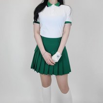 티앤드골프 여성 골프 투톤 버튼 배색 반팔 카라티셔츠 골프복 골프웨어 테니스