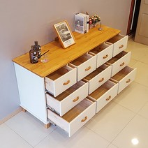 수납이 많이되는 프로방스 다트네이비 원목 10칸서랍장, 아이보리화이트