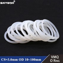 기계 부속 자재 베어링 스쿠류 커넥터 볼 밸브 샤프트 VMQ-O 링 개스킷 CS 3mm OD 10 ~ 100mm 방수 와셔 실리콘 고무 절연 원형 O 모양 씰 화이트 식품 등급, OD 68mm ID 62mm_10Pcs | CS 3mm