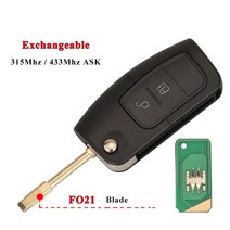 Jingyuqin 433mhz 4d63 40bit 80bit 3 버튼 플립 접이식 원격 제어 키 포드 포커스 fiesta 2013 fob 케이스 hu101 블레이드, id60 칩, 2b f021 블레이드