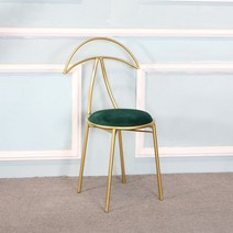 메탈 모던 심플 체어 스틸 카페 거실 인테리어 체크 의자, 초승달(골드,그린)