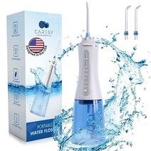 치아용 무선 워터 플로서 - Caresy 교정기용 스마트 압력 구강 세정기 350ml 대형 물탱크 5가지 모드 Inc 어린이 청소 모드 IPX7 방수 충전식 및 여행용 워터, 파란색