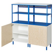 이케아 PLATSA 플랏사 오픈수납콤비네이션+도어2 - 화이트 칼보덴/블루 120x42x133 cm
