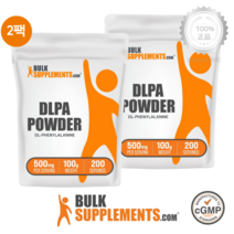 [2팩] 벌크서플리먼츠 DL 페닐알라닌 분말 500mg 파우더 100g DLPA 보조제