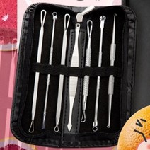 여드름 압출기 핀셋 화이트 블랙헤드 비립종 제거 좁쌀 초등학생 턱 바늘 코 피지 뽑기, 여드름압출기7종세트+알콜스왑100매