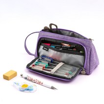 주니픽 삼각형 스탠드 대용량 수납 필통 초등학생 중학생 대학생 필통, 퍼플