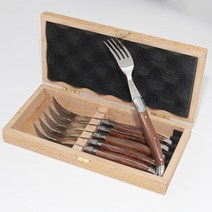 빈티지 디저트 커트러리 포크 나이프 서양식 식기 고급 꽃 배 나무 손잡이 와 4종 세트 가정용 스테이크 프랑스 라구오레 두꺼운 스테인레스 스틸, 20 쌍강두꽃배나무6하이 단