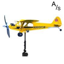 정원 장식 파이퍼 J3 새끼 비행기 풍향계 야외 정원 항공기 날씨 베인 플러그 장식 바람 스피너 지붕 플러그인, [01] 32x28cm, [01] yellow