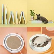 3in1 고양이 스크래쳐 골판지 원형스크래쳐 고양이물품 쇼파 침대 방석 캣모나이트 리필, 슈퍼 파도2