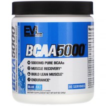 EVLution Nutrition 이보루션 뉴트리션 비씨에이에이 단백질 보충제 파우더 BCAA 5000 블루 라즈베리 240g