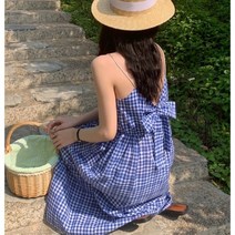 체크패턴 여름 휴가지룩 바캉스룩 나시 롱원피스