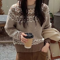 윈터 노르딕 패턴 루즈핏 니트 3컬러 데일리템