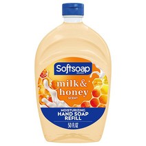 Softsoap 모이스처라이징 액체 핸드 솝 리필 밀크 & 골든 허니 - 147.2ml50액량 온스, Milk and Honey, 50 Fluid Ounce