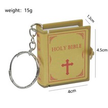HOLYBIBLE 가죽 성경책 펜던트 목걸이 미니어쳐 납골당꾸미기 처 추모장식 FRANKLIN 키링 봉안당 미니 성서 열쇠 고리 실제 종이 종교 기독교 십자가 홀더 자동차 패션 주, 9.Gold