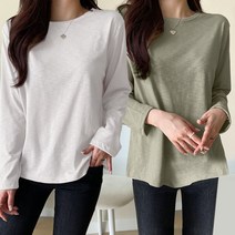 데일리앤 2종 여성 데일리 긴팔 무지 슬라브 티셔츠 멜렛